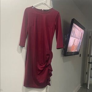 Chic Long Sleeve Burgundy Dress